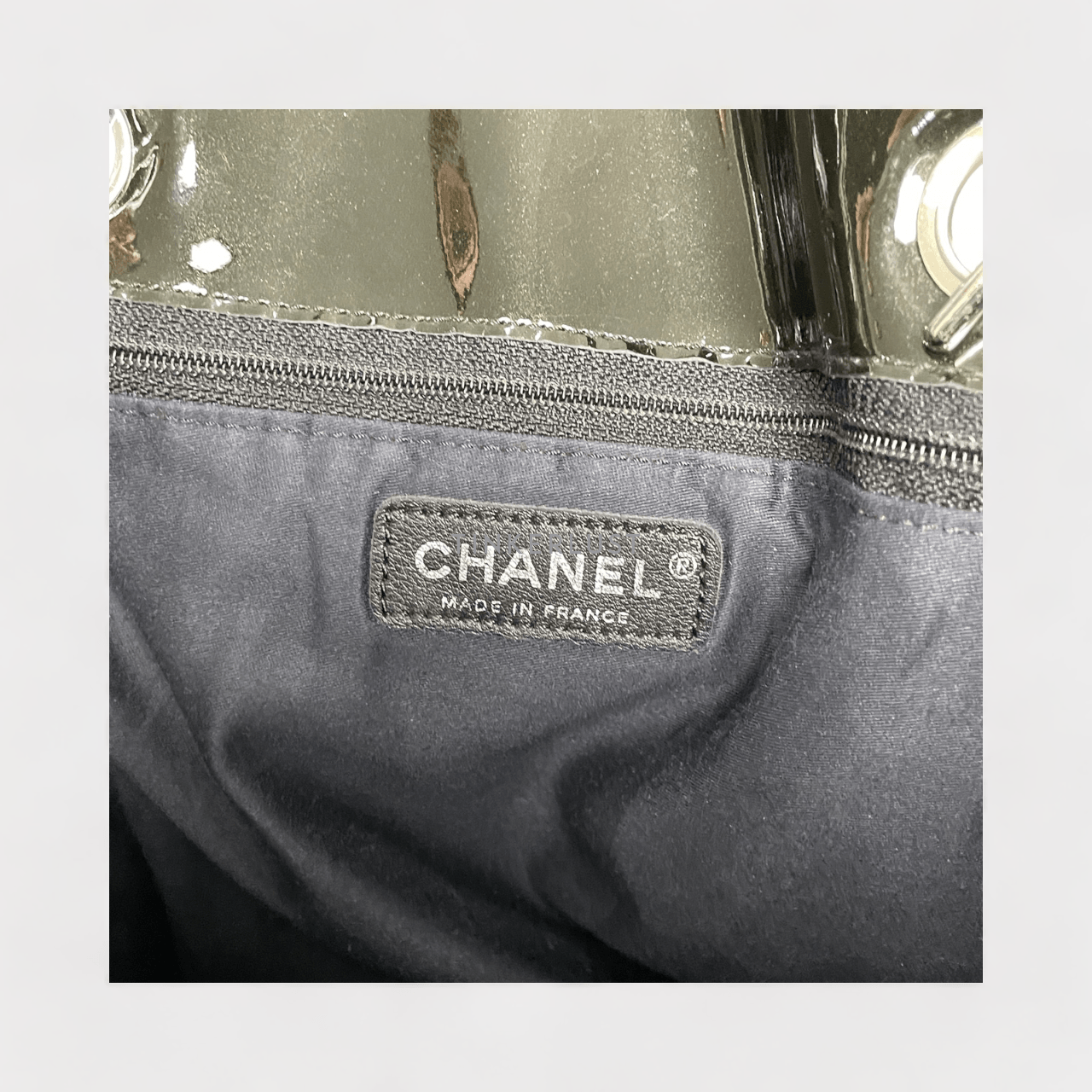 Chanel Swarovski Black Patent #13 SHW Totebag