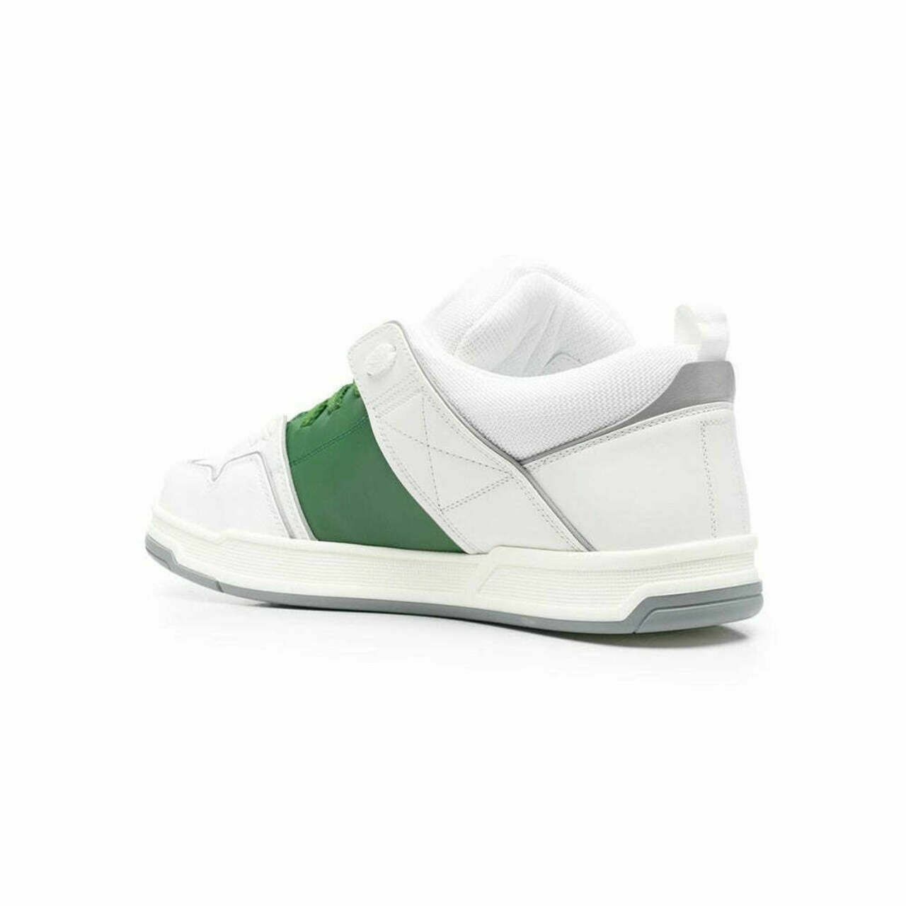 Valentino Garavani VLogo Open Skate Sneaker in Calfskin and Fabric White/Green