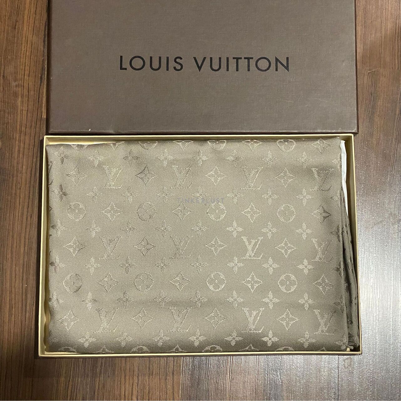 Louis Vuitton Grey Monogram Silk & Wool Scarf