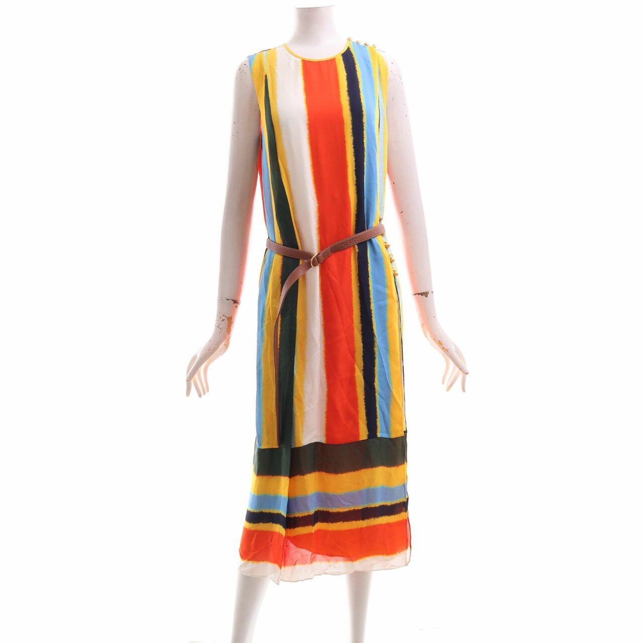 Tory Burch Multicolor Bettina Sriped Casual Midi Dress