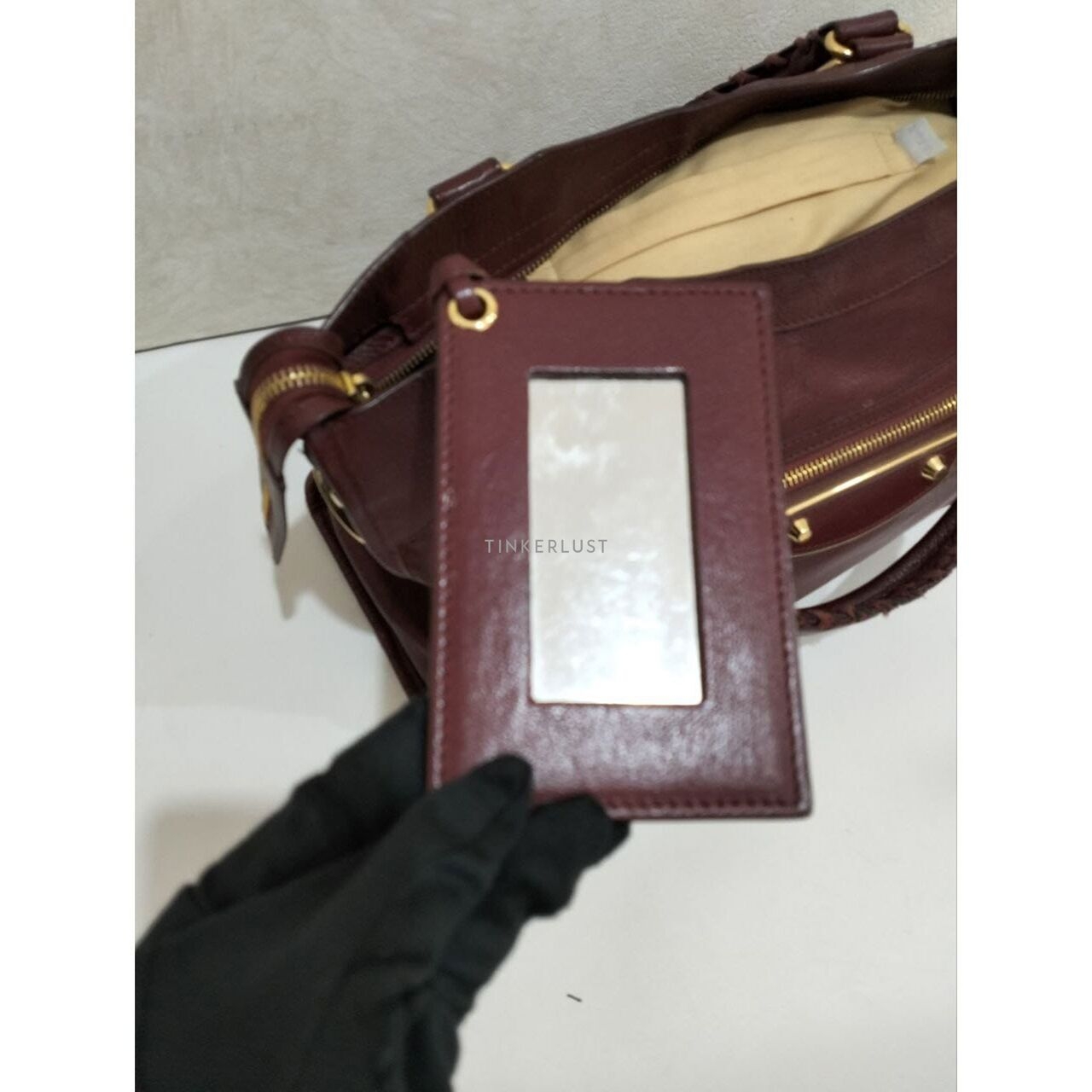 Balenciaga Medium Metallic City Edge in Bordeaux Ghw 2015 Satchel Bag