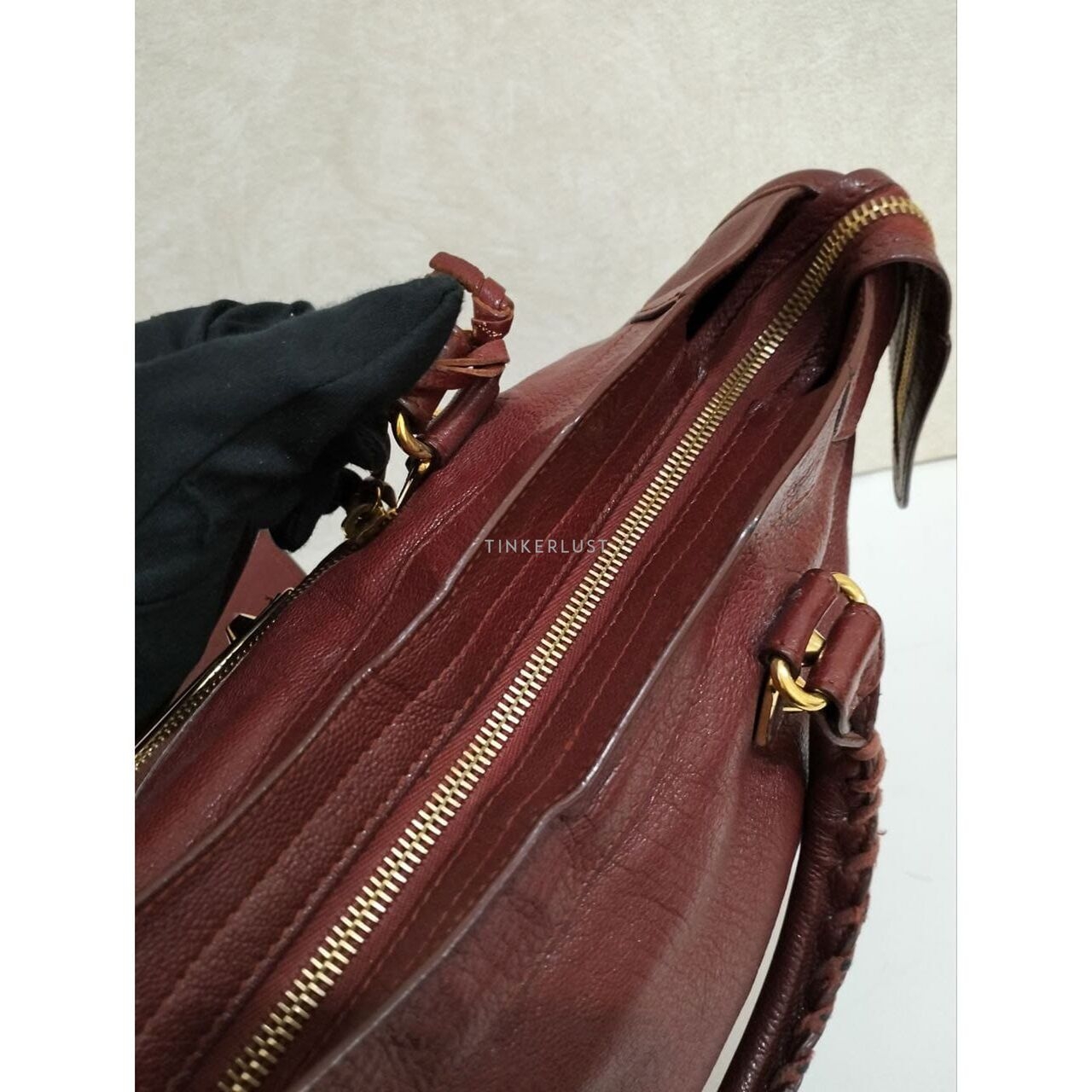 Balenciaga Medium Metallic City Edge in Bordeaux Ghw 2015 Satchel Bag