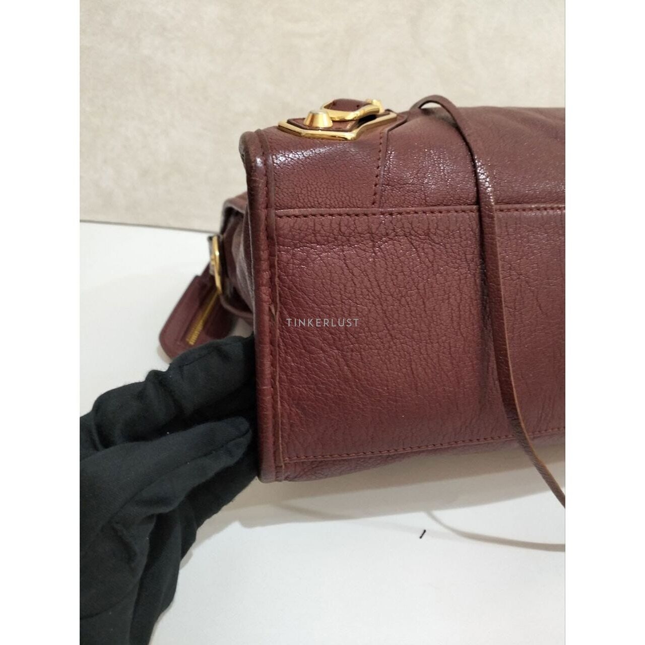 Balenciaga Medium Metallic City Edge in Bordeaux Ghw 2015 Satchel Bag