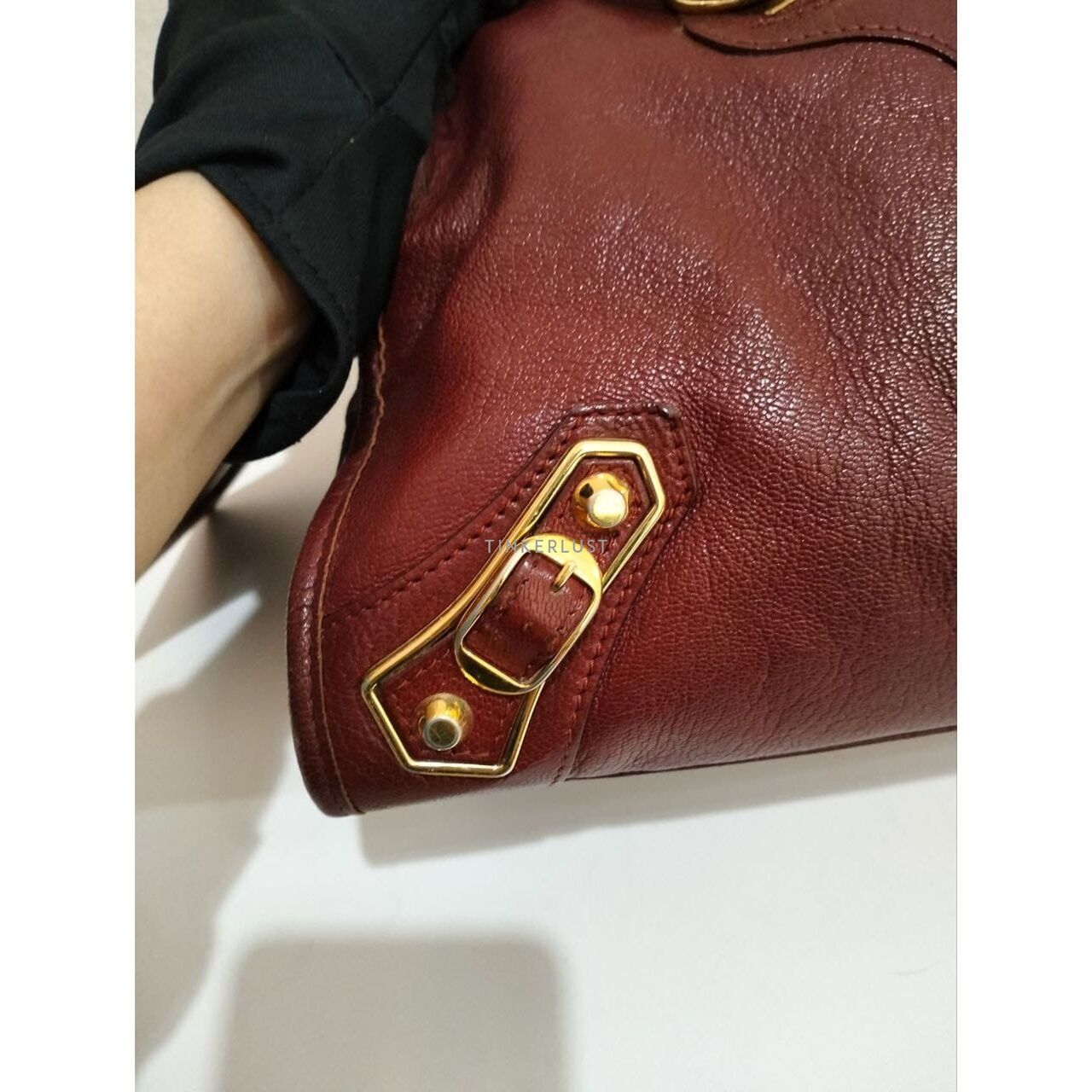 Balenciaga Medium Metallic City Edge in Bordeaux Ghw 2015 Satchel Bag