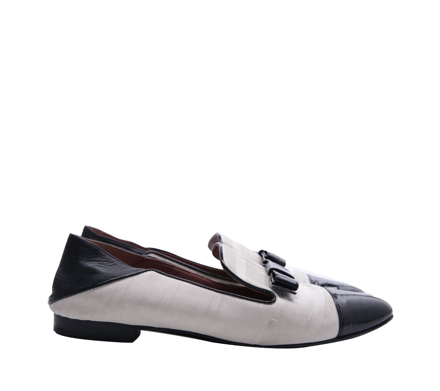 Bally Black & White Calf Grained Flats