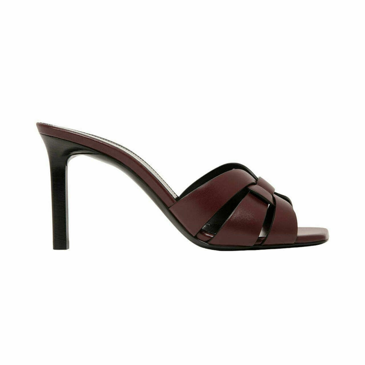 Saint Laurent Tribute Smooth Leather 85 Heeled Sandal Rouge Legion