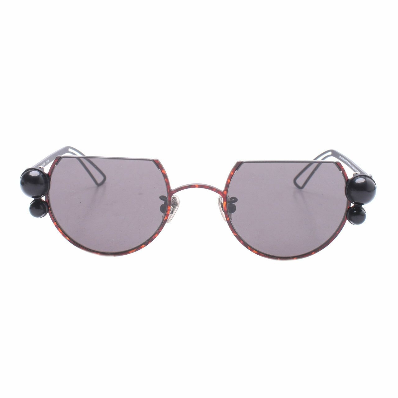 Charles & Keith Black Marble Stone Chain Link Round Cut-Off Sunglasses