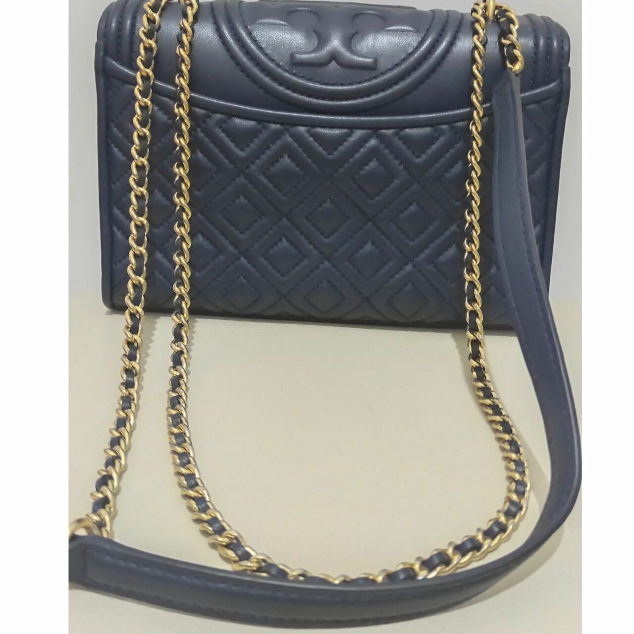 Tory Burch Navy Fleming Small Shoulder Bag