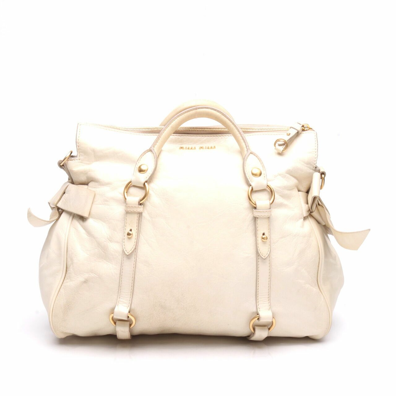 Miu Miu Vitello Lux White Leather 2 Way Shoulder Bag