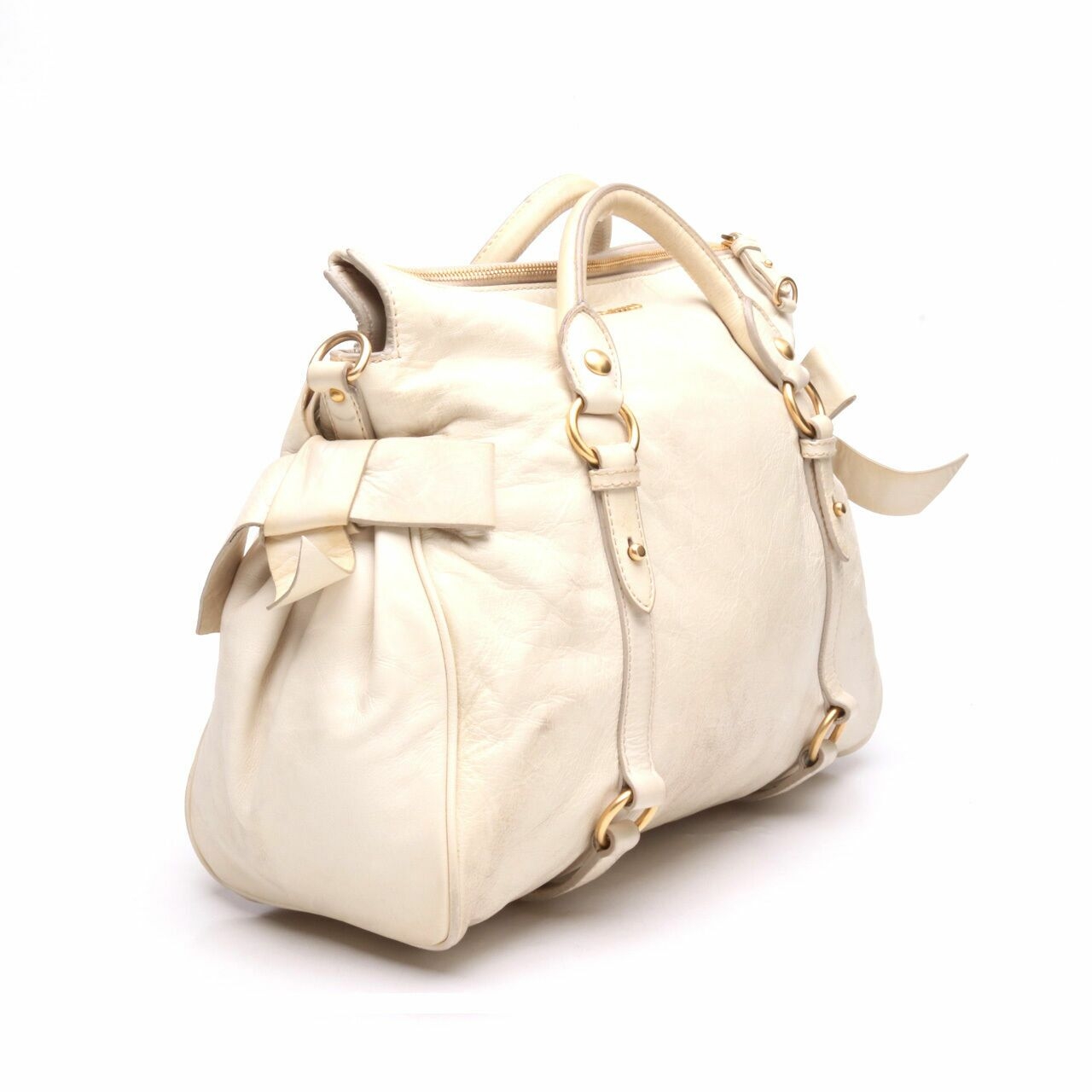 Miu Miu Vitello Lux White Leather 2 Way Shoulder Bag