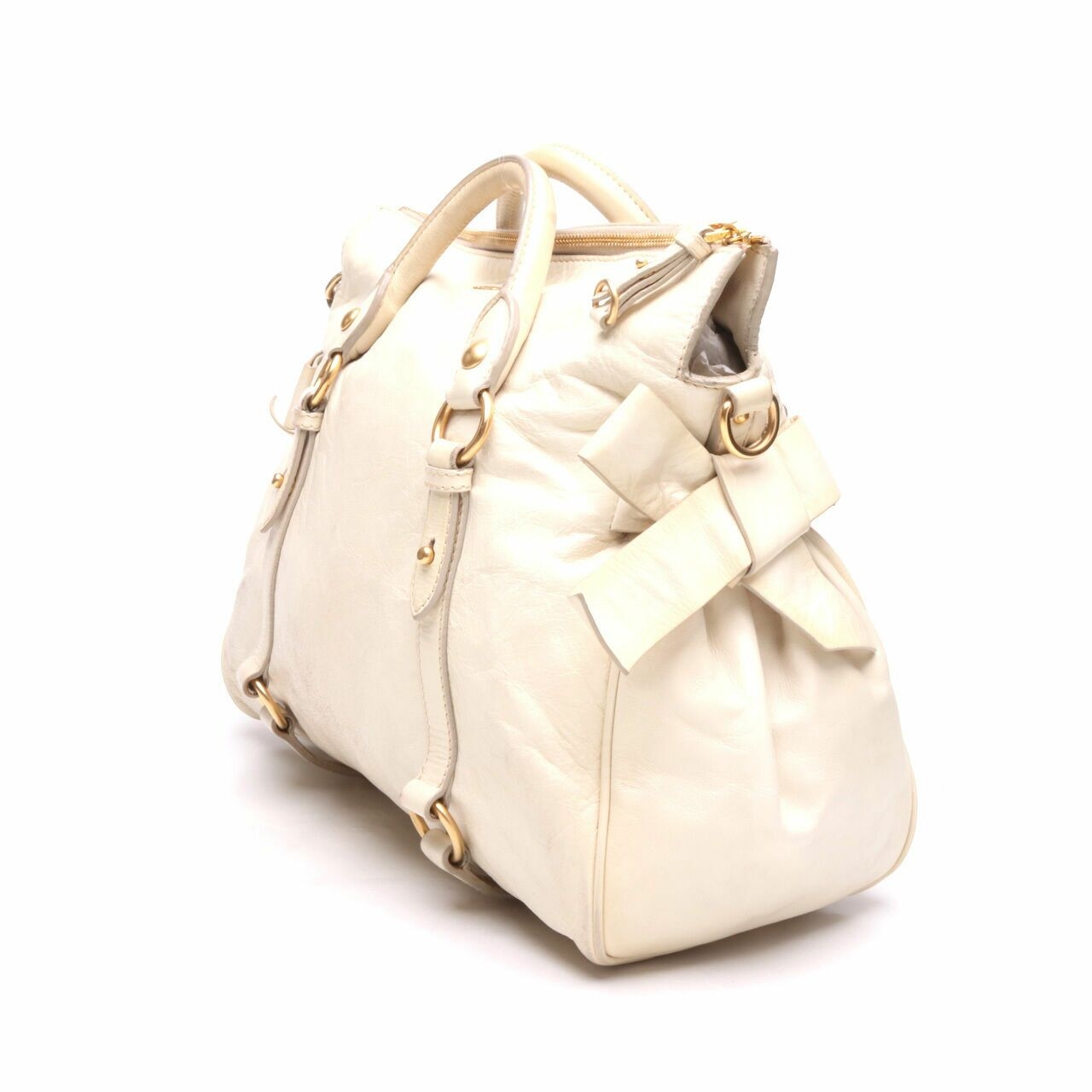 Miu Miu Vitello Lux White Leather 2 Way Shoulder Bag