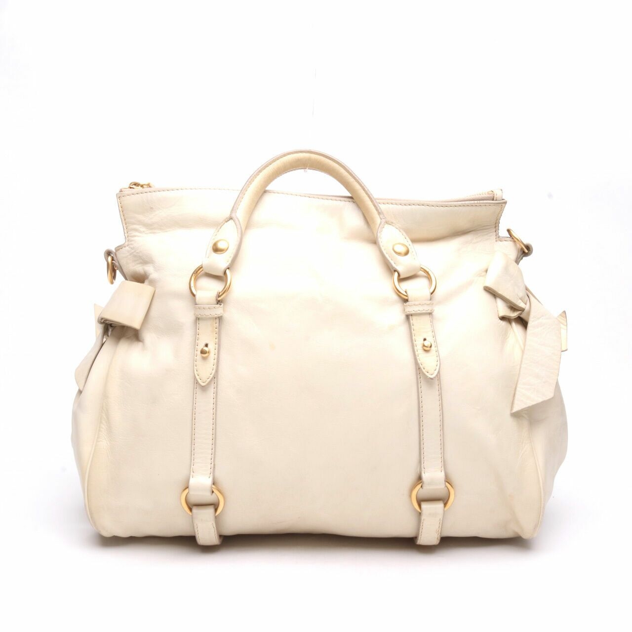 Miu Miu Vitello Lux White Leather 2 Way Shoulder Bag