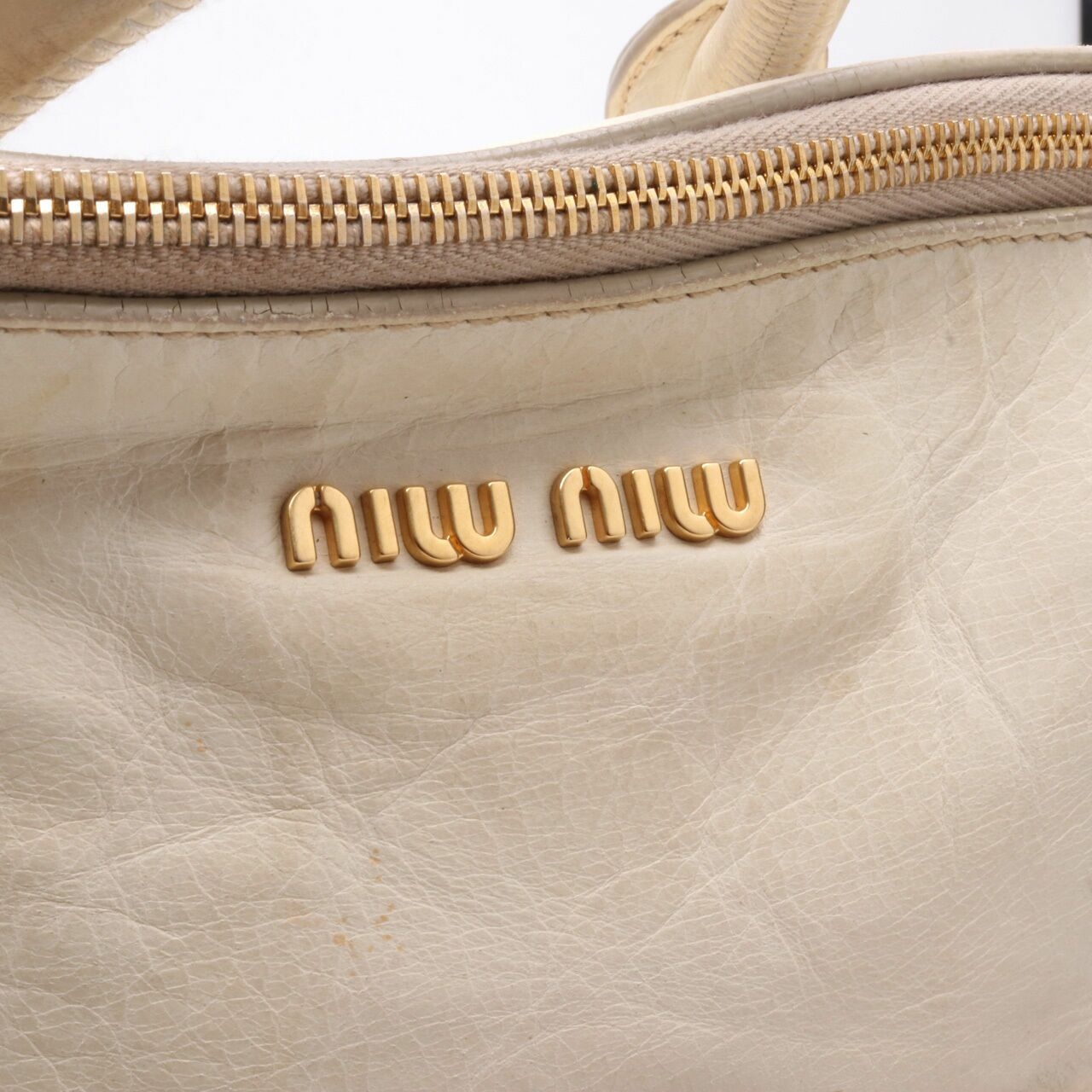 Miu Miu Vitello Lux White Leather 2 Way Shoulder Bag