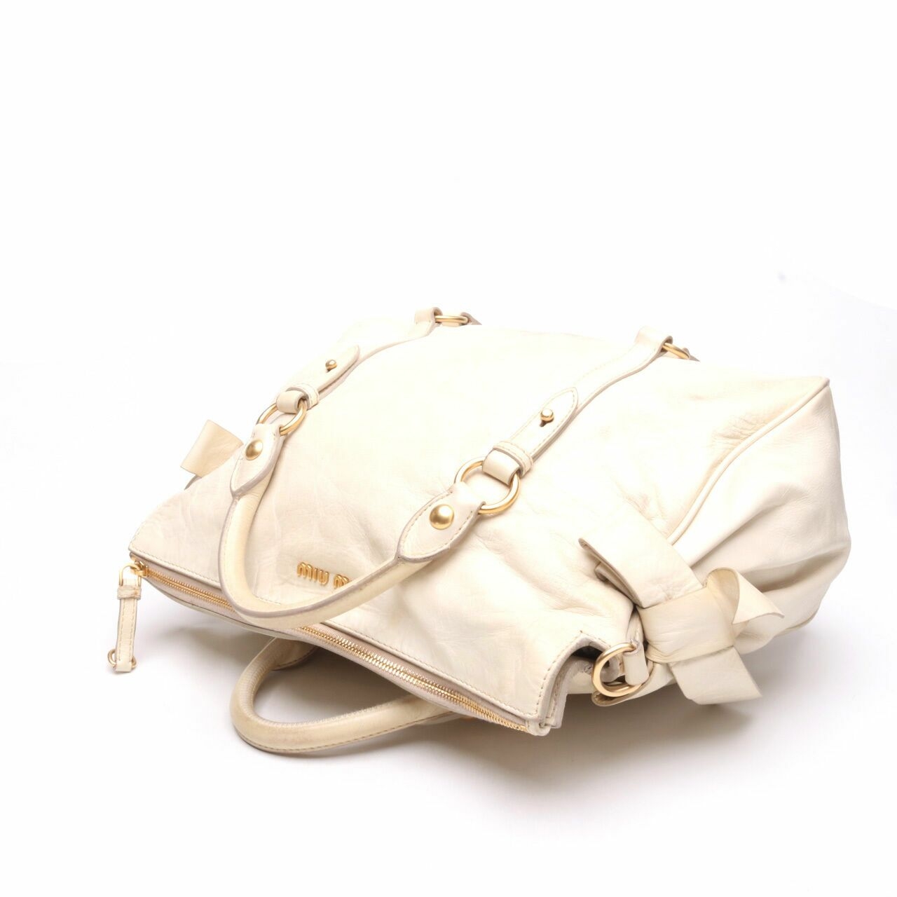 Miu Miu Vitello Lux White Leather 2 Way Shoulder Bag