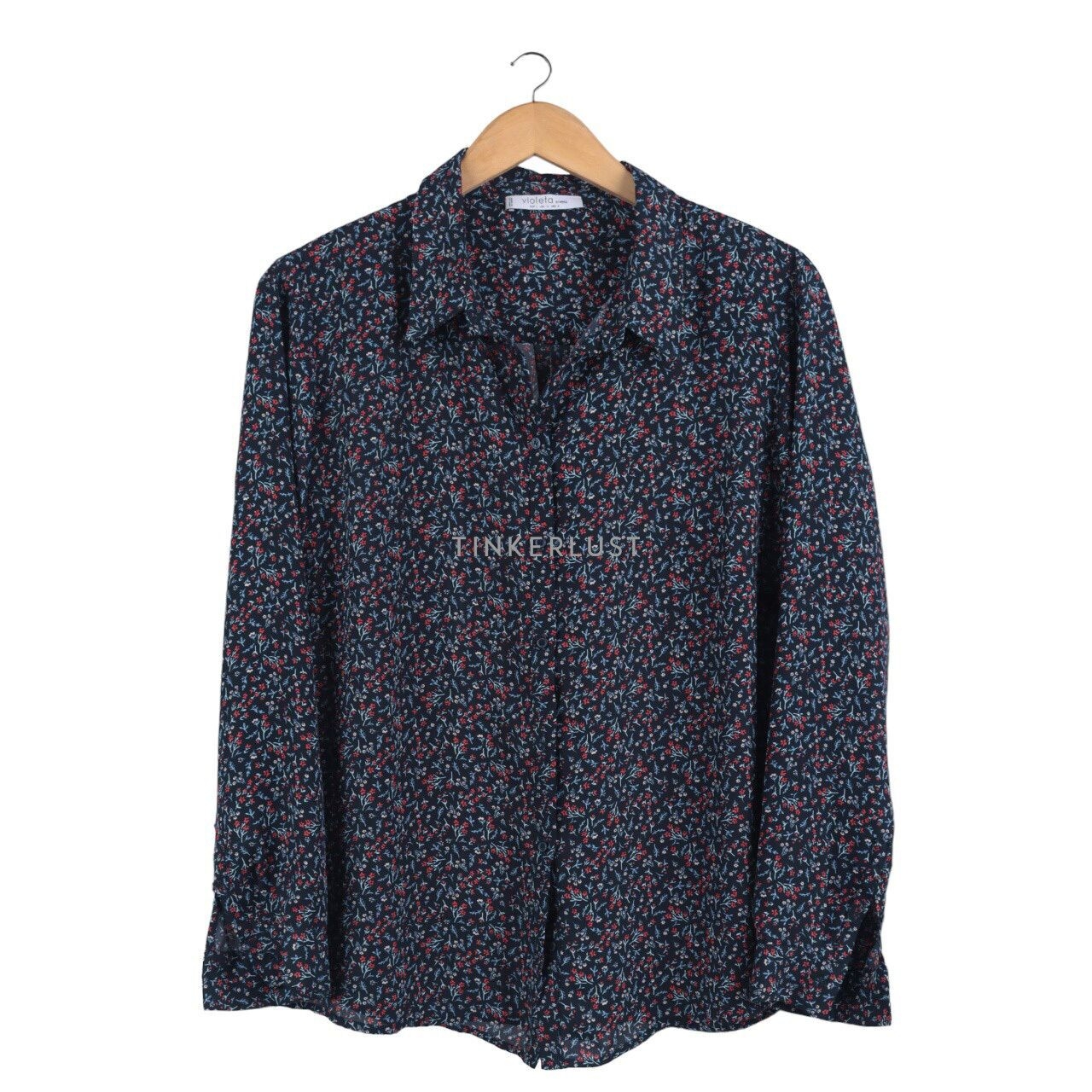 Mango Navy Floral Shirt