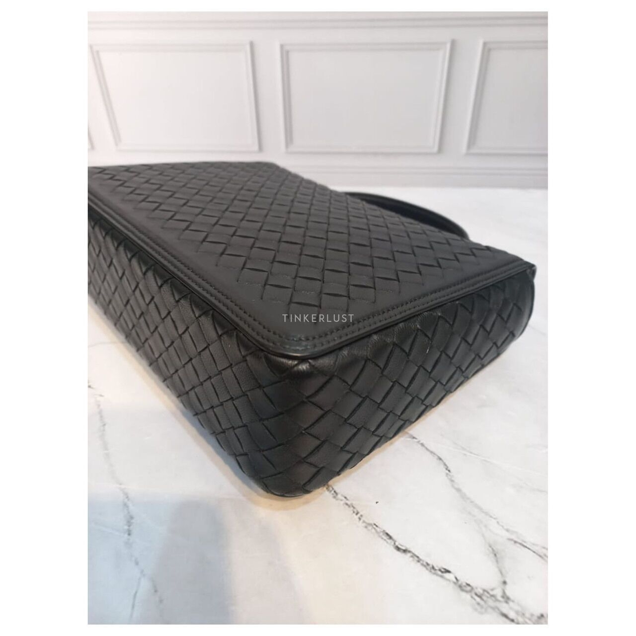 Bottega Veneta Top-Handle Intrecciato Black Sling Bag