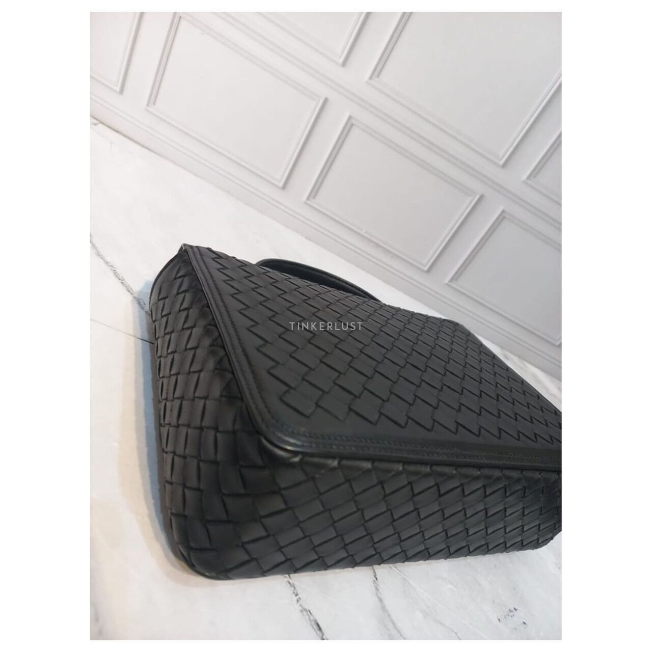 Bottega Veneta Top-Handle Intrecciato Black Sling Bag