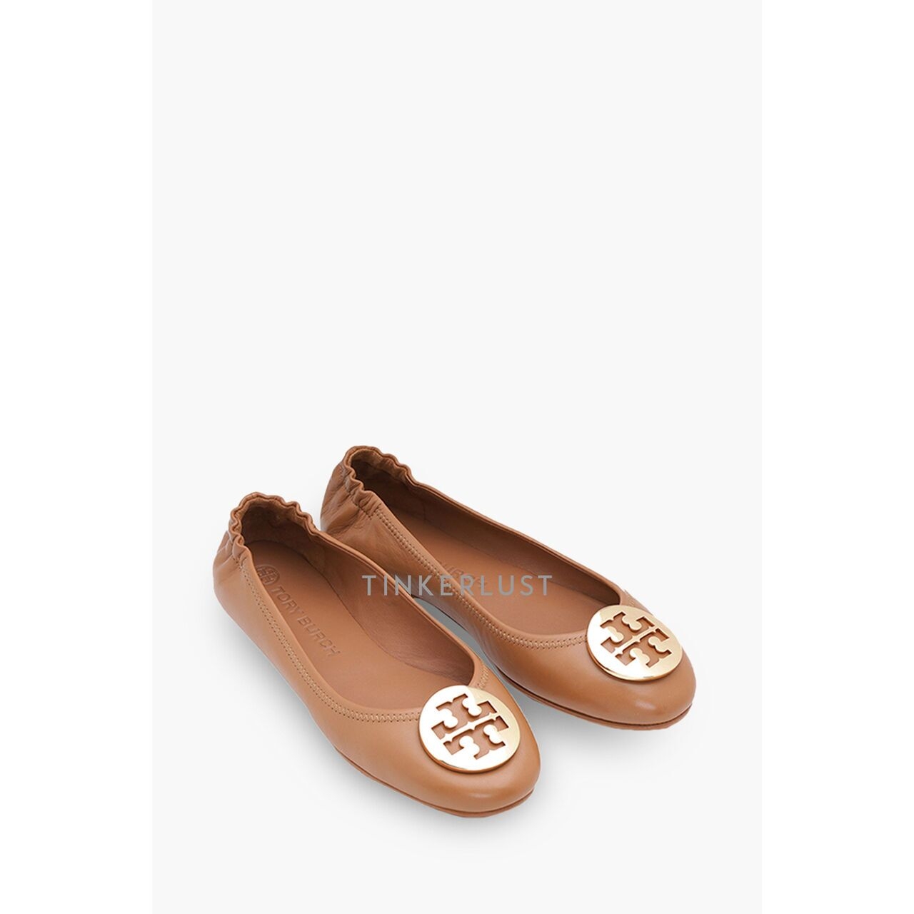 Tory Burch Minnie Travel Ballerina Royal Tan GHW Flats