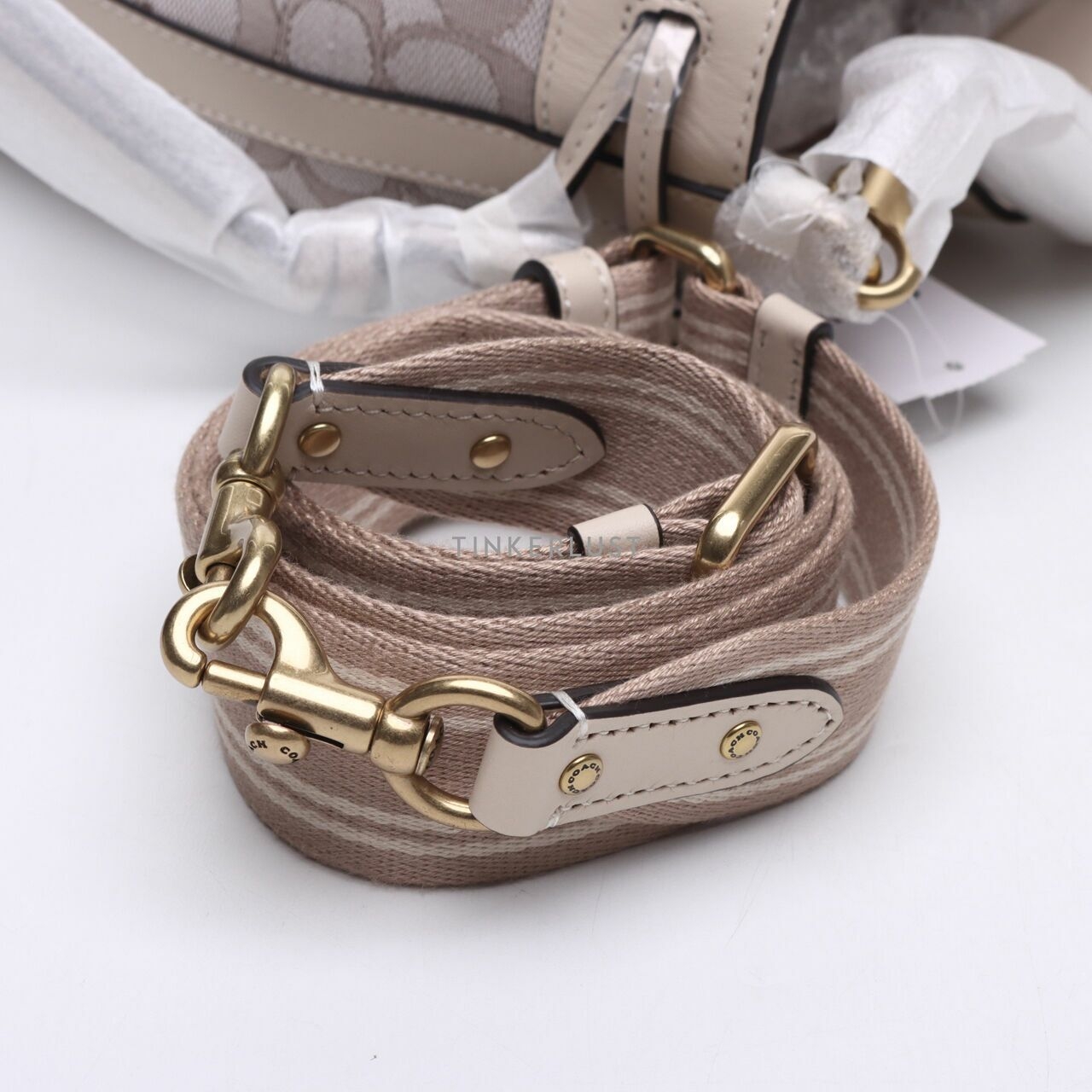 Coach C3853 Field Bucket Bag In Signature Jacquard Stone Ivory Sling Bag