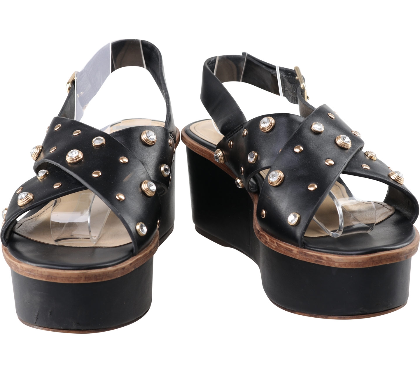 Charles & Keith Black Criss Cross Flatforms Sandals