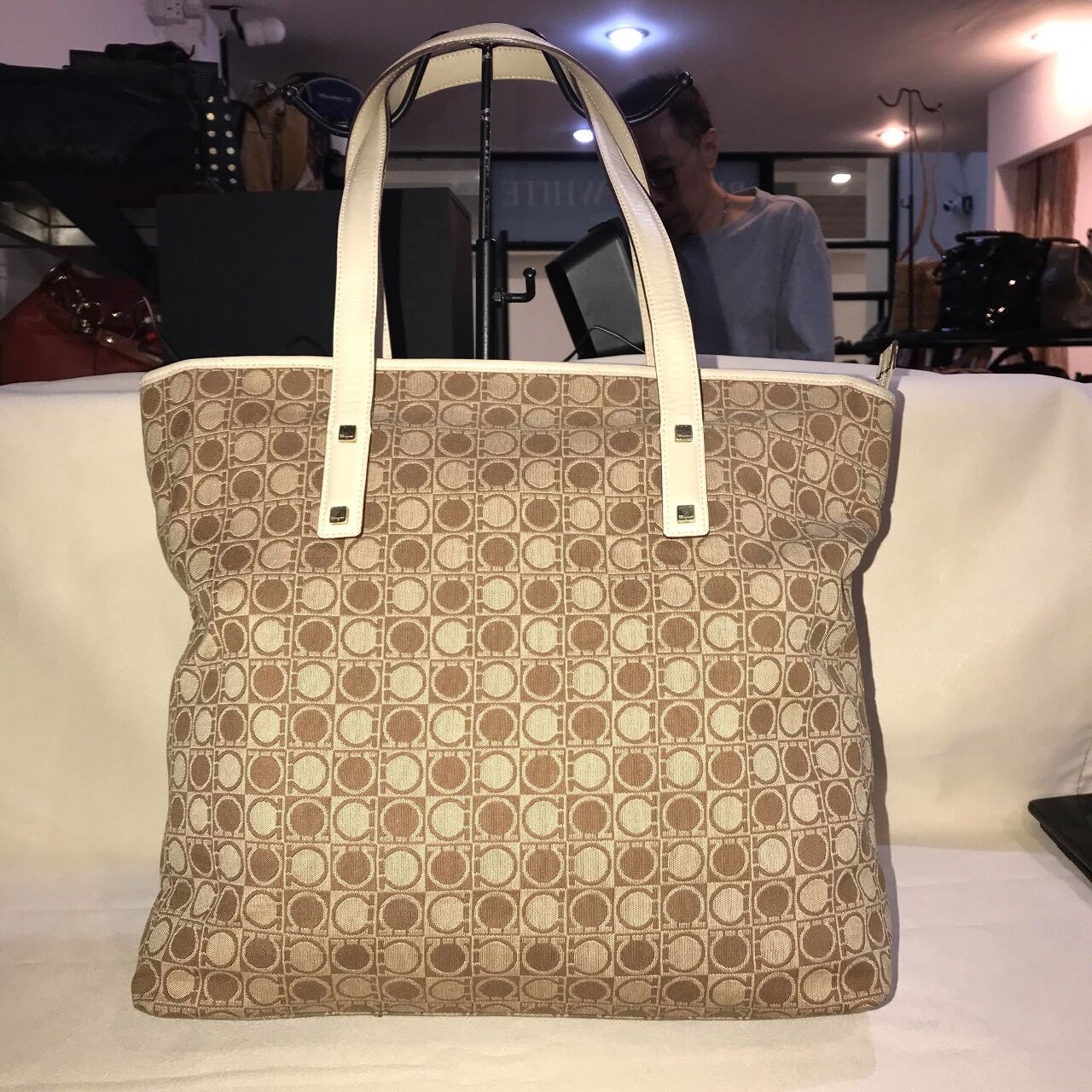 Salvatore Ferragamo Beige Tote Bag