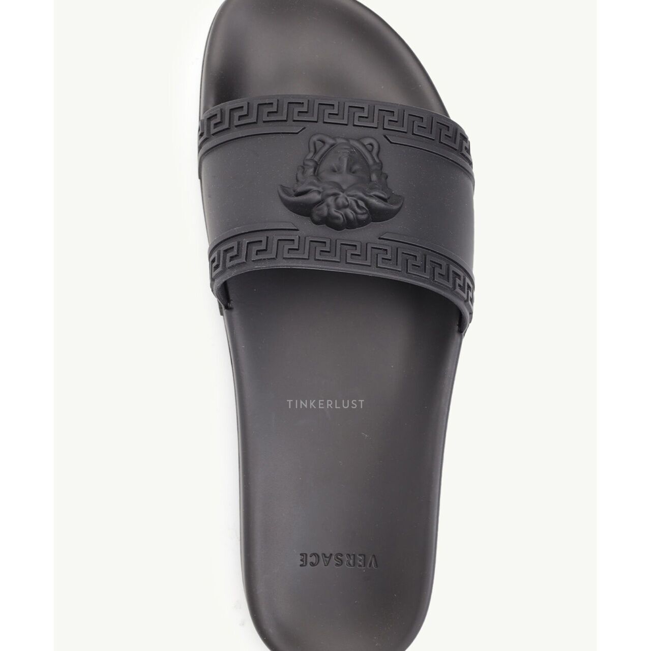 Versace Men Palazzo Medusa Pool Slides in All Black Sandals