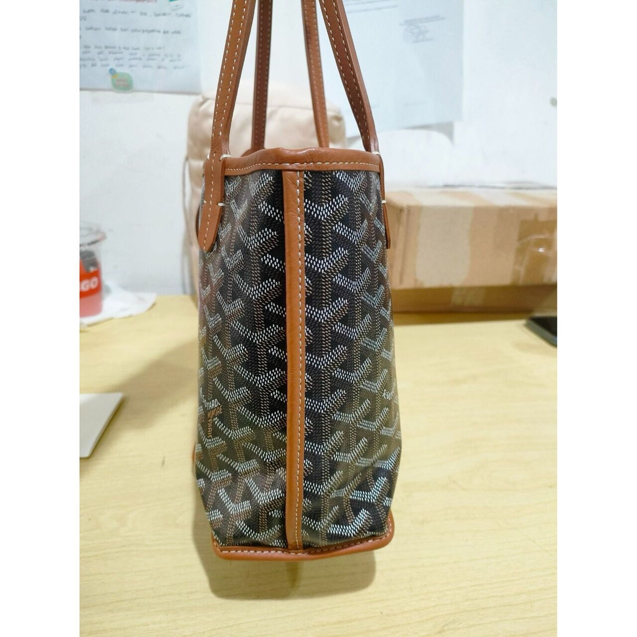 Goyard Mini Anjou Black Tan Tote Bag