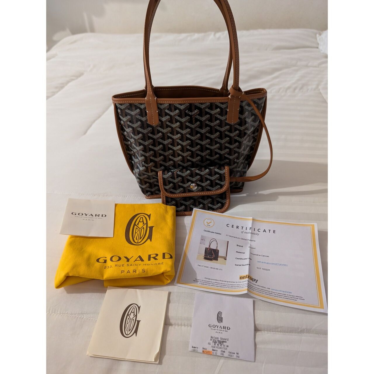 Goyard Mini Anjou Black Tan Tote Bag