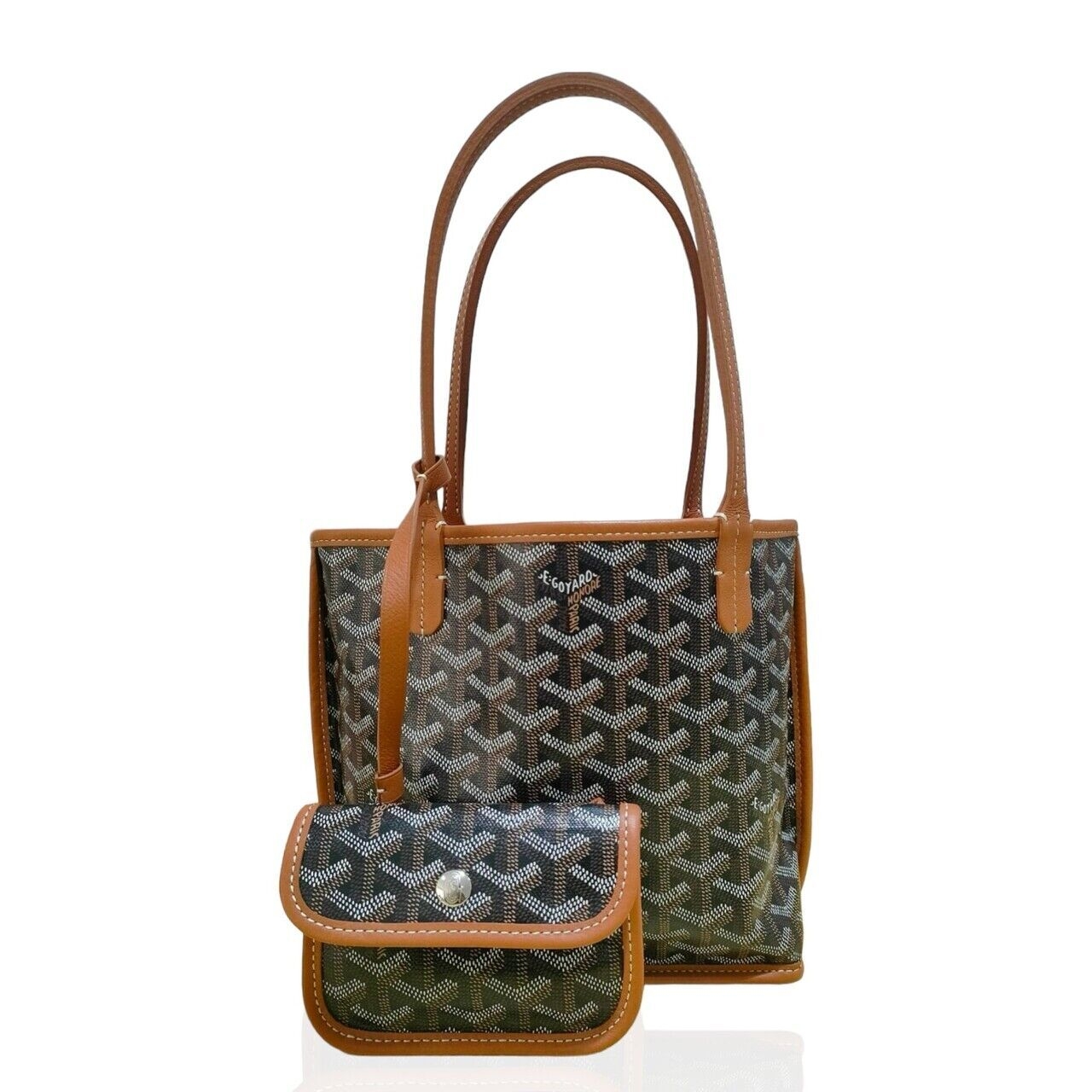 Goyard Mini Anjou Black Tan Tote Bag