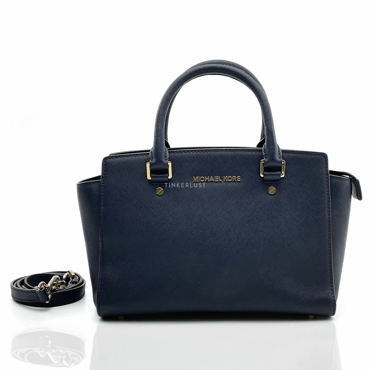 Michael Kors Navy Saffiano Selma Medium Satchel