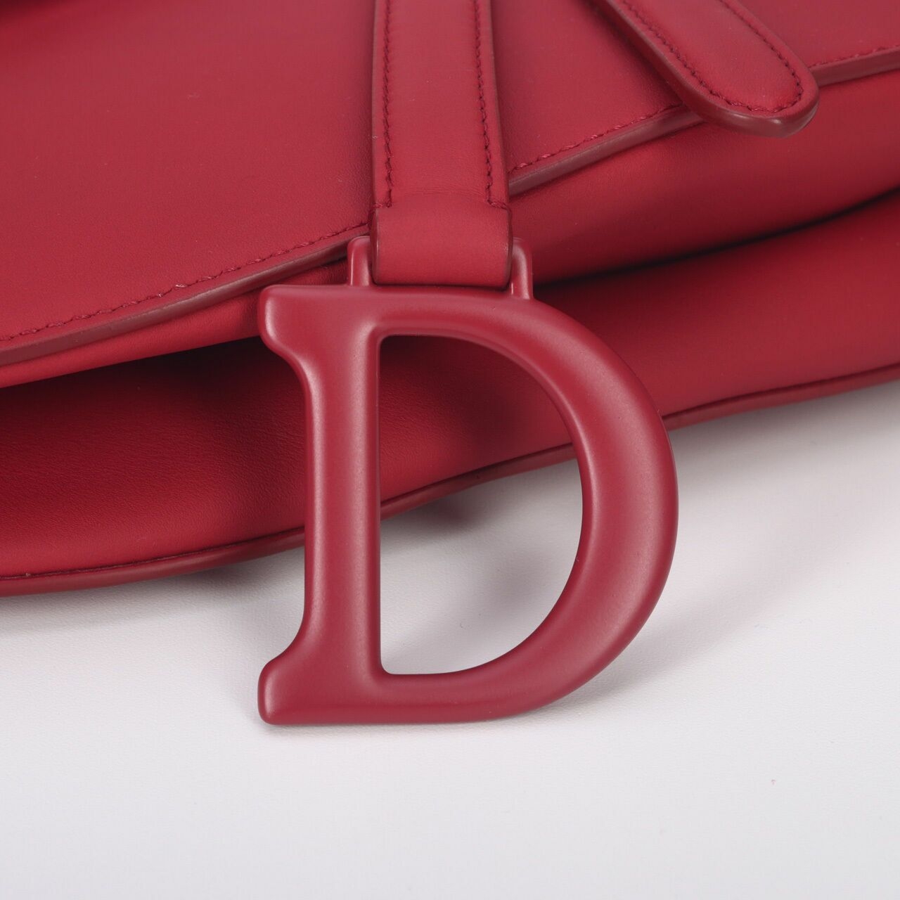 Christian Dior Ultramatte Leather Red Medium Saddle Bag	