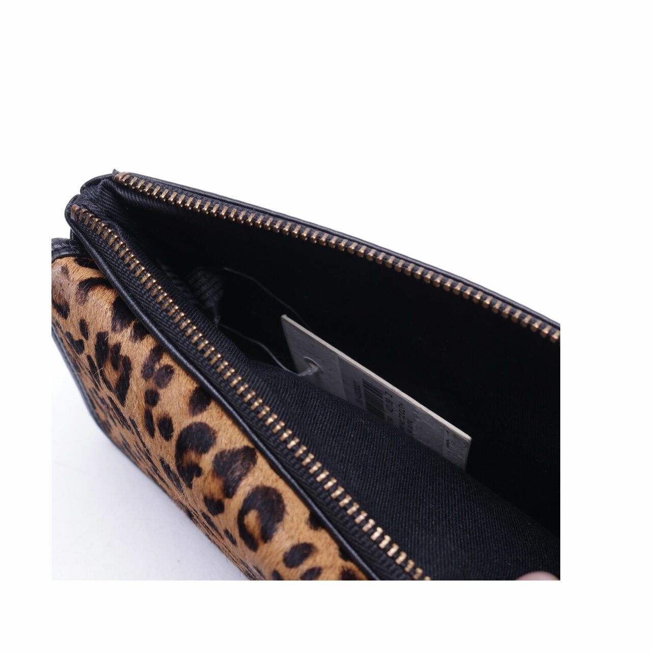 Fossil Black Memoir Top Zip Leopard Wallet