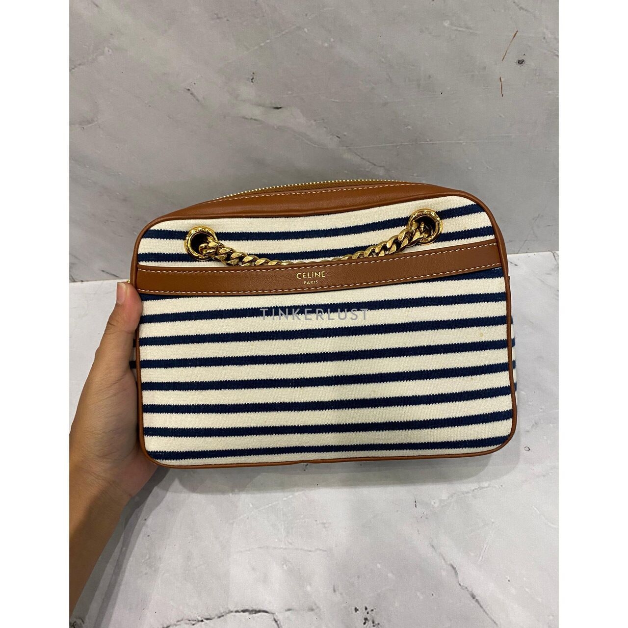 Celine Patapans Stripes Chain Small GHW 2021 Shoulder Bag	