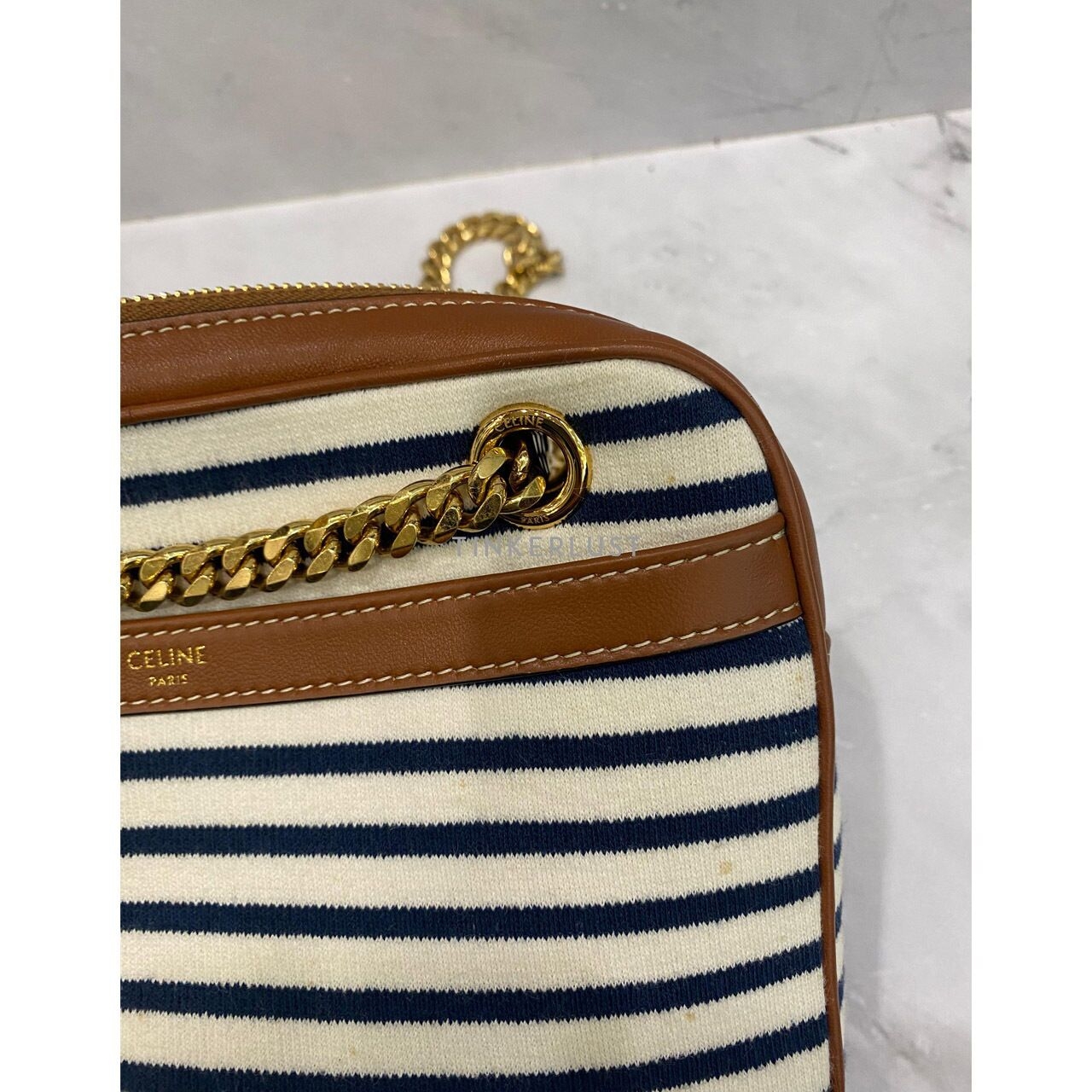 Celine Patapans Stripes Chain Small GHW 2021 Shoulder Bag	