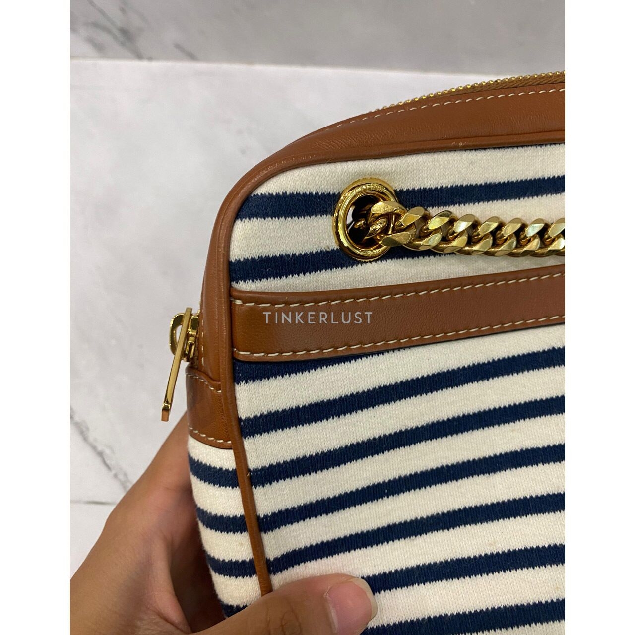 Celine Patapans Stripes Chain Small GHW 2021 Shoulder Bag	