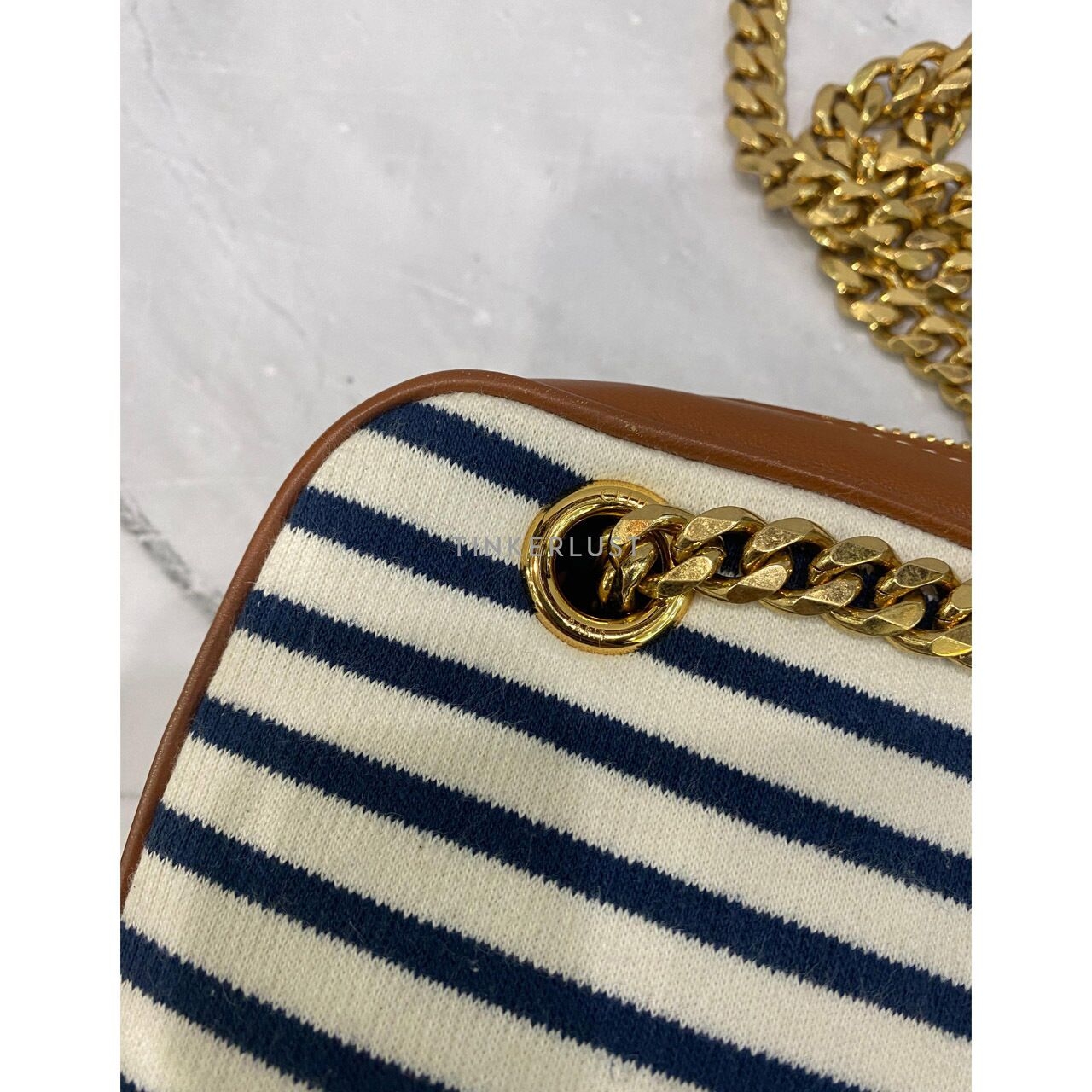 Celine Patapans Stripes Chain Small GHW 2021 Shoulder Bag	