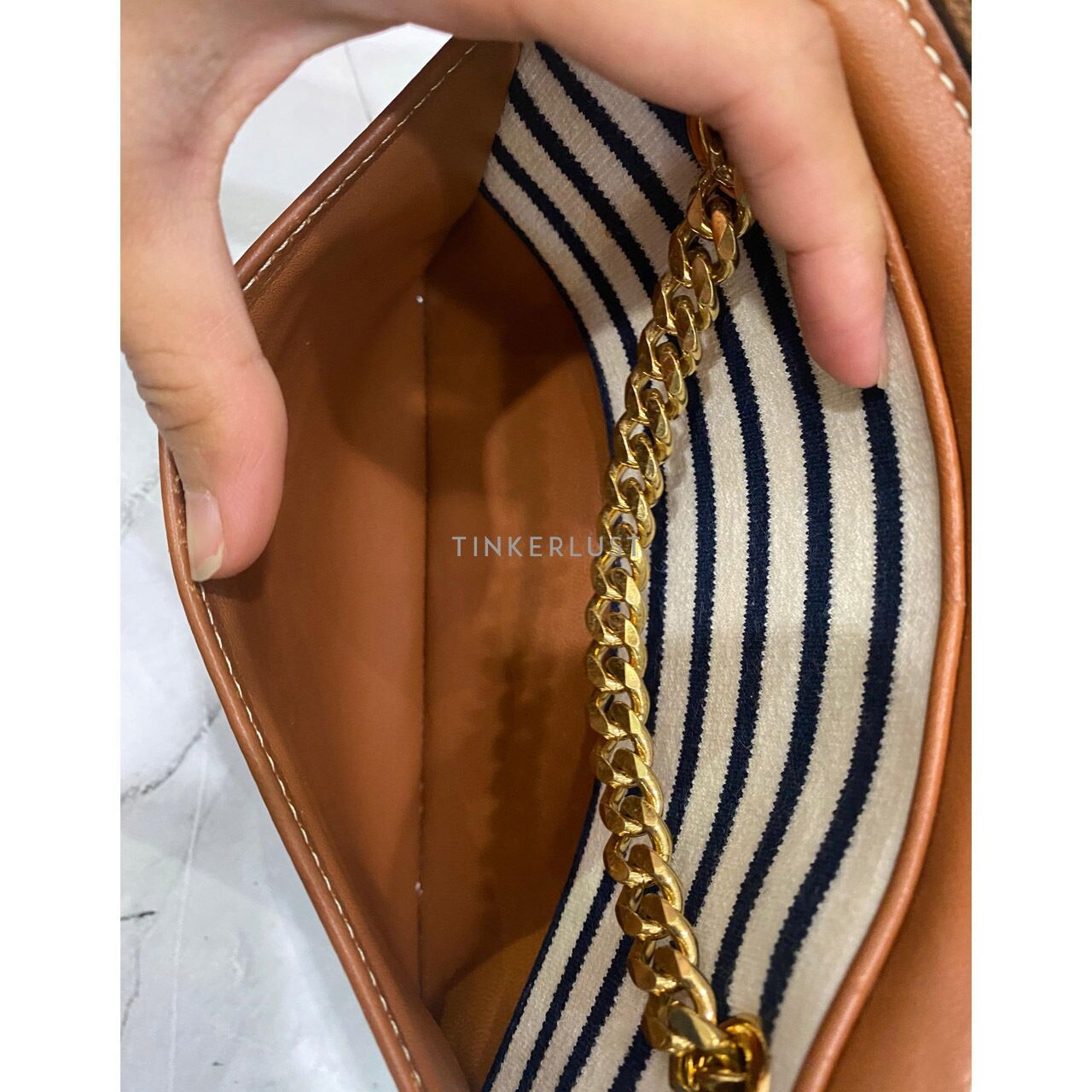 Celine Patapans Stripes Chain Small GHW 2021 Shoulder Bag	