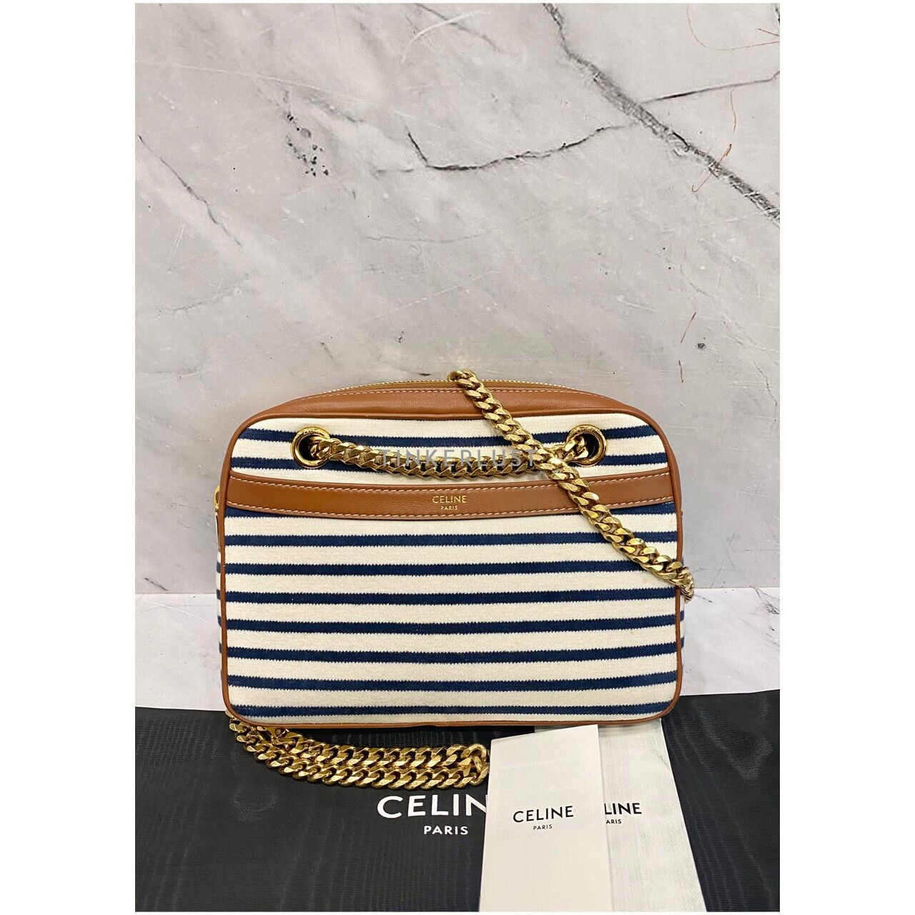 Celine Patapans Stripes Chain Small GHW 2021 Shoulder Bag	