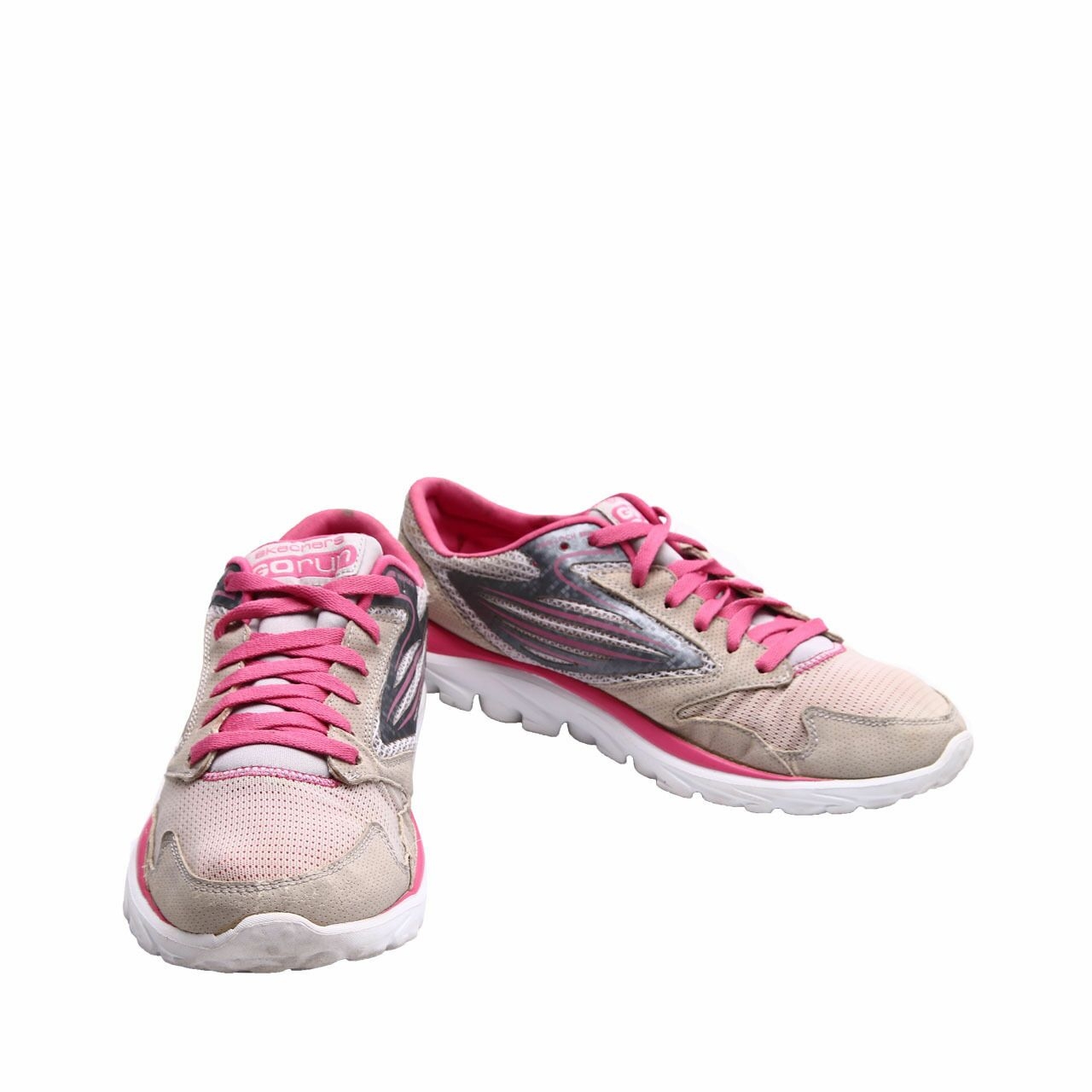 Skechers Light Grey & Pink Sneakers