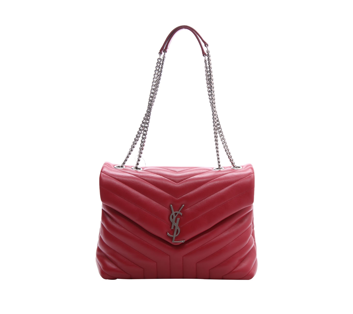 Yves Saint Laurent Red Loulou In Metalasse Y Shoulder Bag 