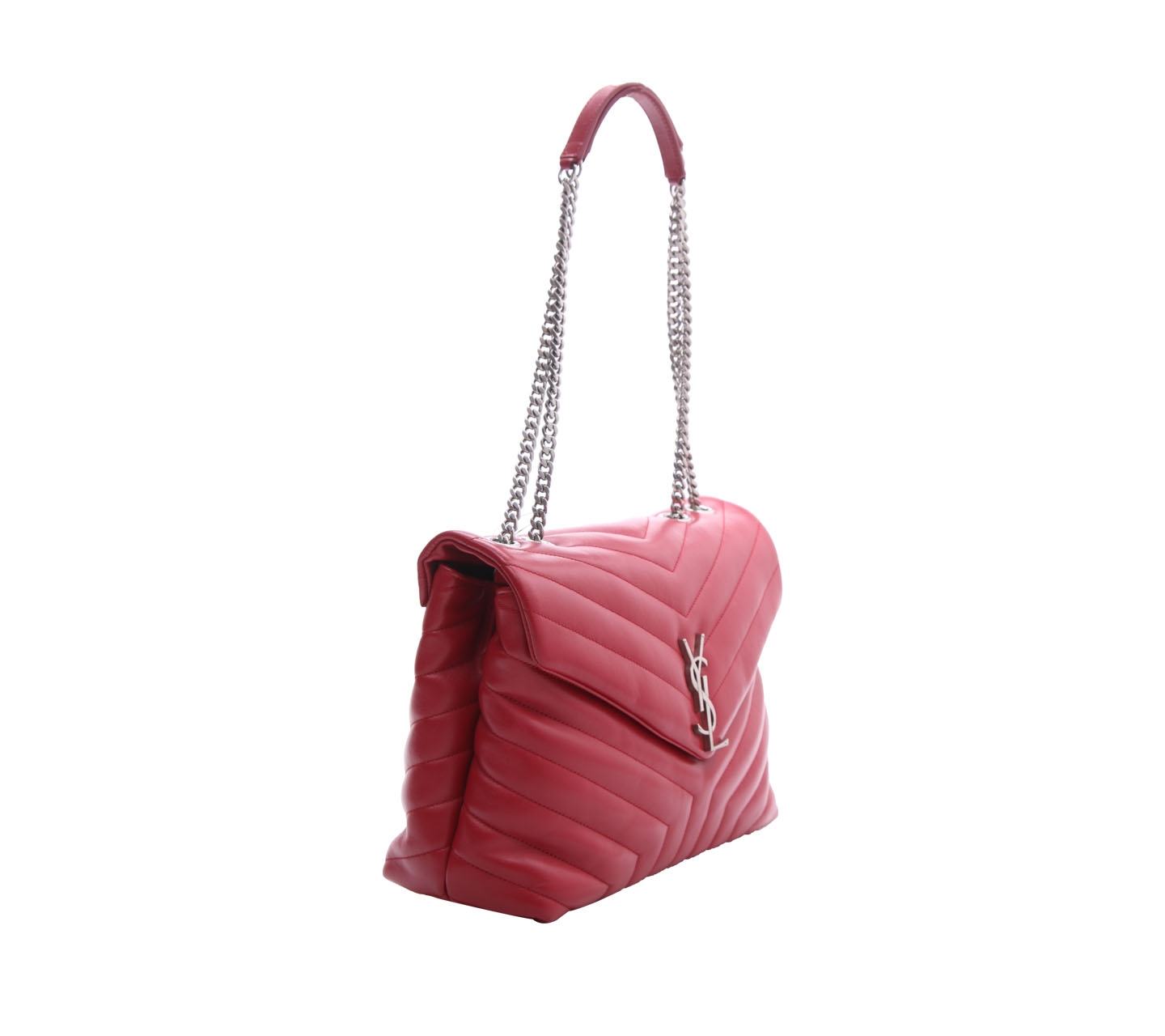 Yves Saint Laurent Red Loulou In Metalasse Y Shoulder Bag 