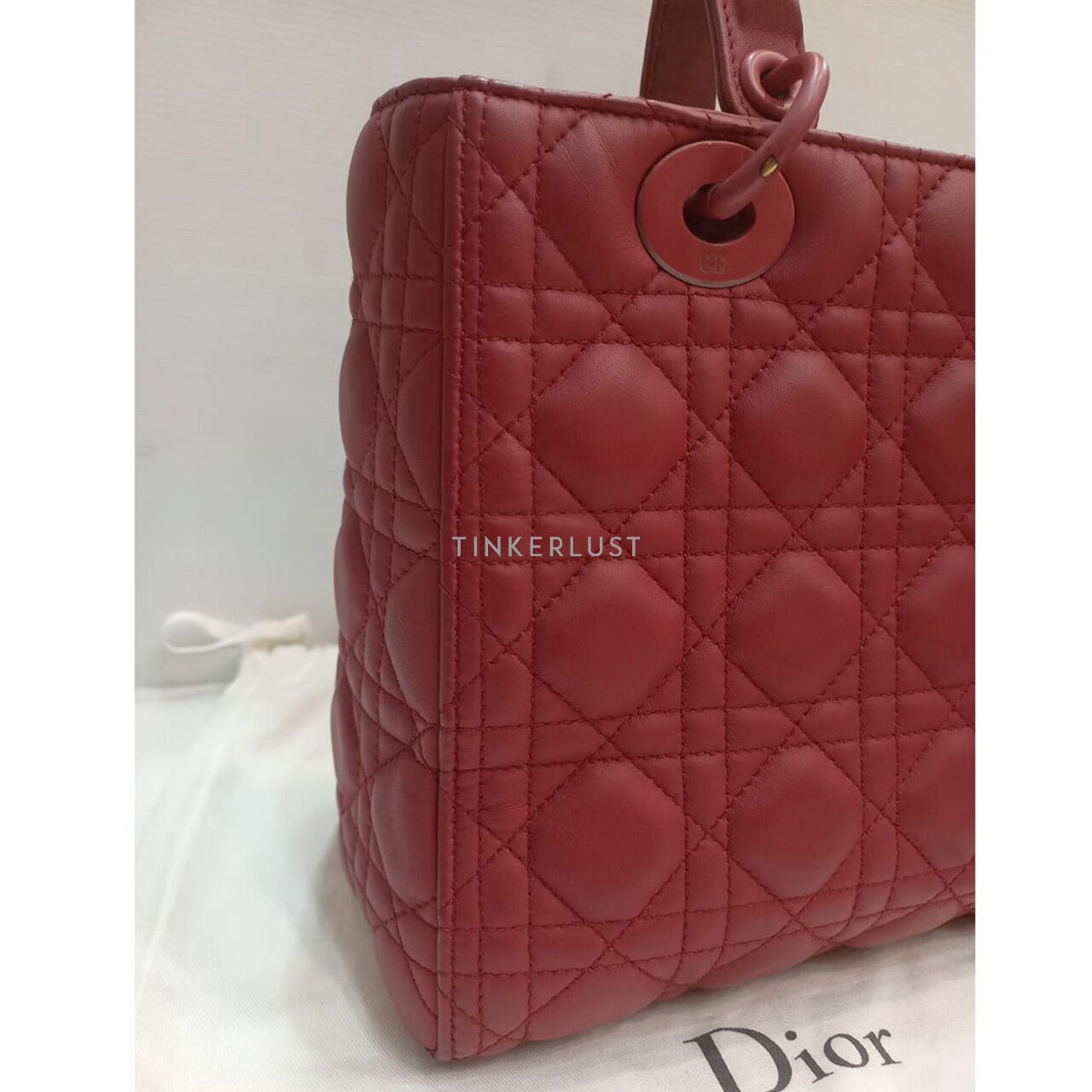 Christian Dior Lady Dior Medium Red Doff 2019 Satchel