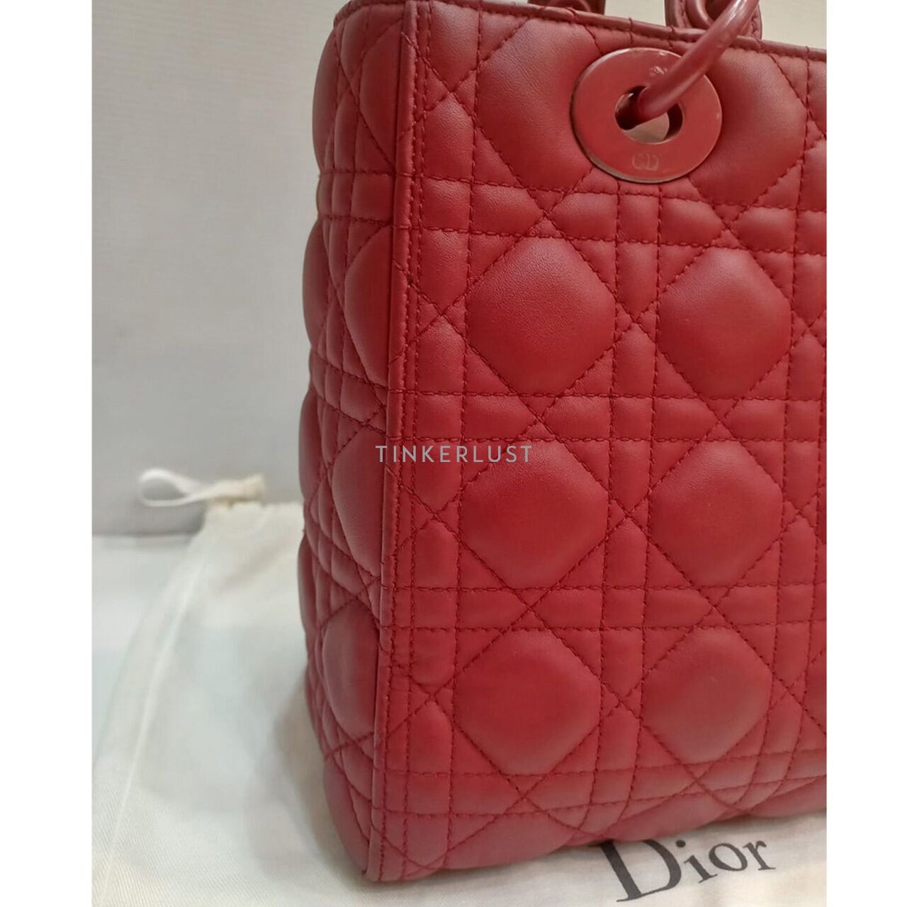 Christian Dior Lady Dior Medium Red Doff 2019 Satchel