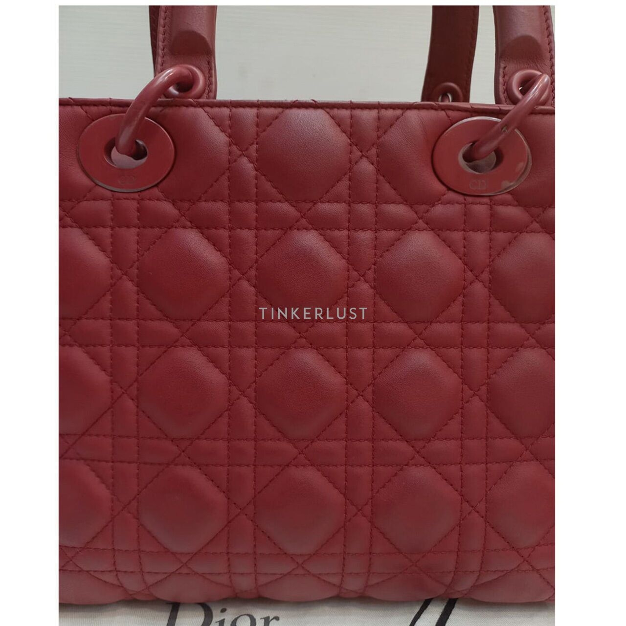 Christian Dior Lady Dior Medium Red Doff 2019 Satchel