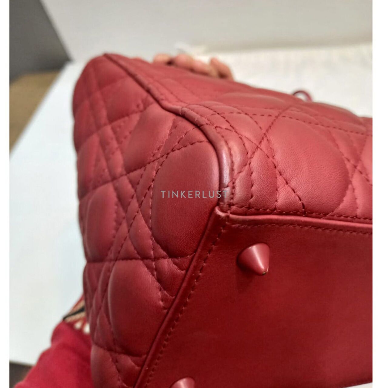 Christian Dior Lady Dior Medium Red Doff 2019 Satchel