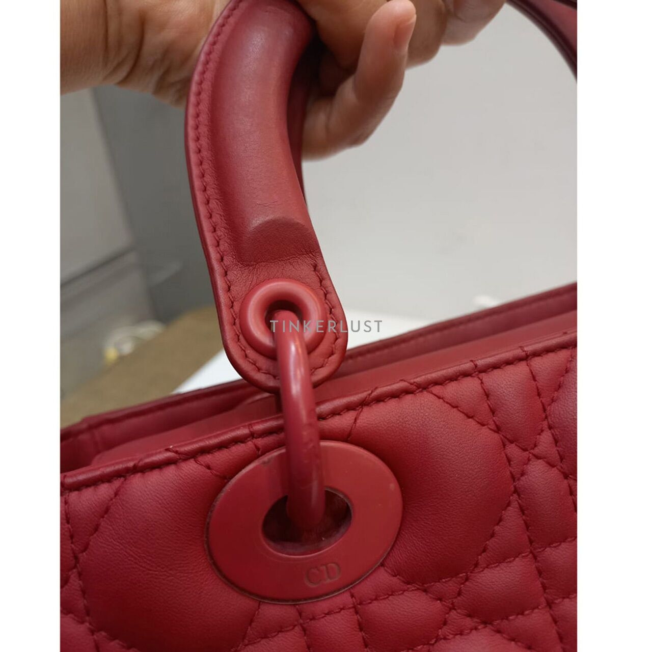 Christian Dior Lady Dior Medium Red Doff 2019 Satchel