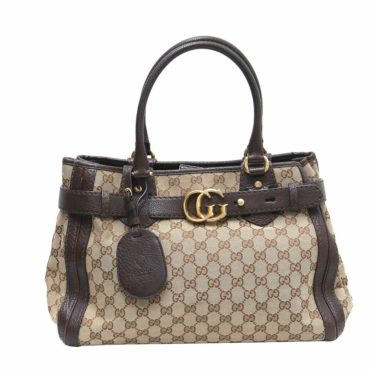 Gucci GG Canvas Running Medium Brown Hand Bag