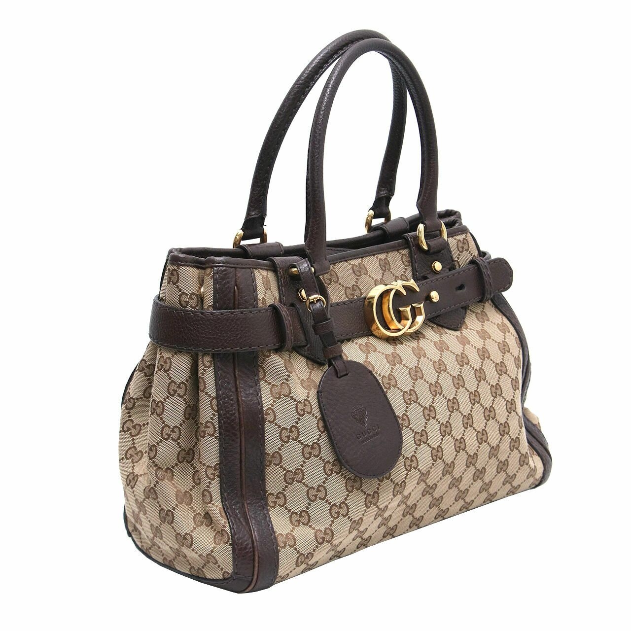 Gucci GG Canvas Running Medium Brown Hand Bag