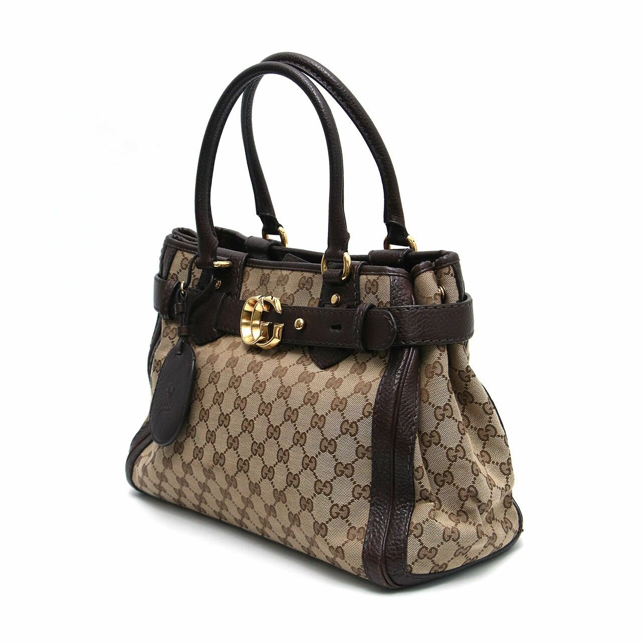 Gucci GG Canvas Running Medium Brown Hand Bag