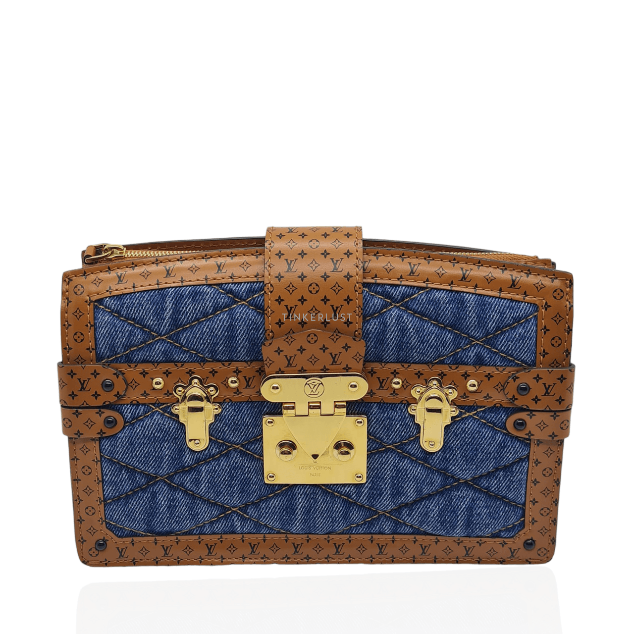 Louis Vuitton Denim Malletage Trunk Clutch Sling Bag